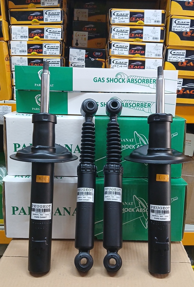 پک کمک فنر پژو 206 تیپ 2 و 5  گازی روغنی (دوتا جلو دو تا عقب ) گارانتی 6 ماهه شرکتی